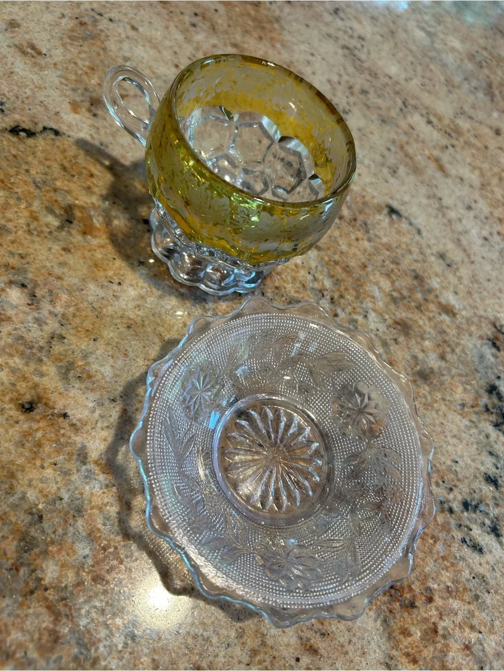 1889 EAPG Glass Punch Cup & 1885 EAPG Pattern Glass Bryce Dahlia 4 1/2